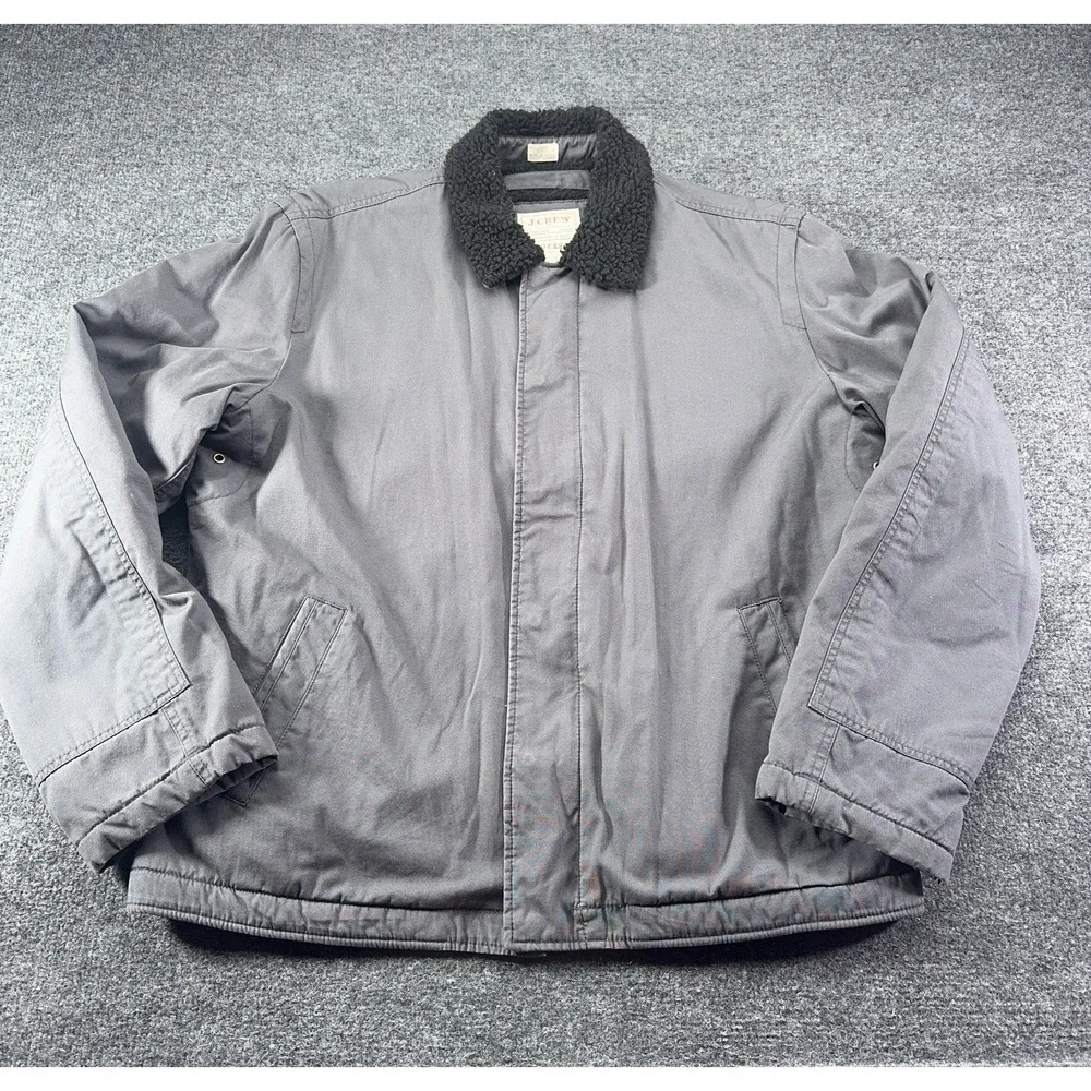 J. Crew Men's Authentic Vintage Style Broken In Full Zip Jacket Size L Gray EUC